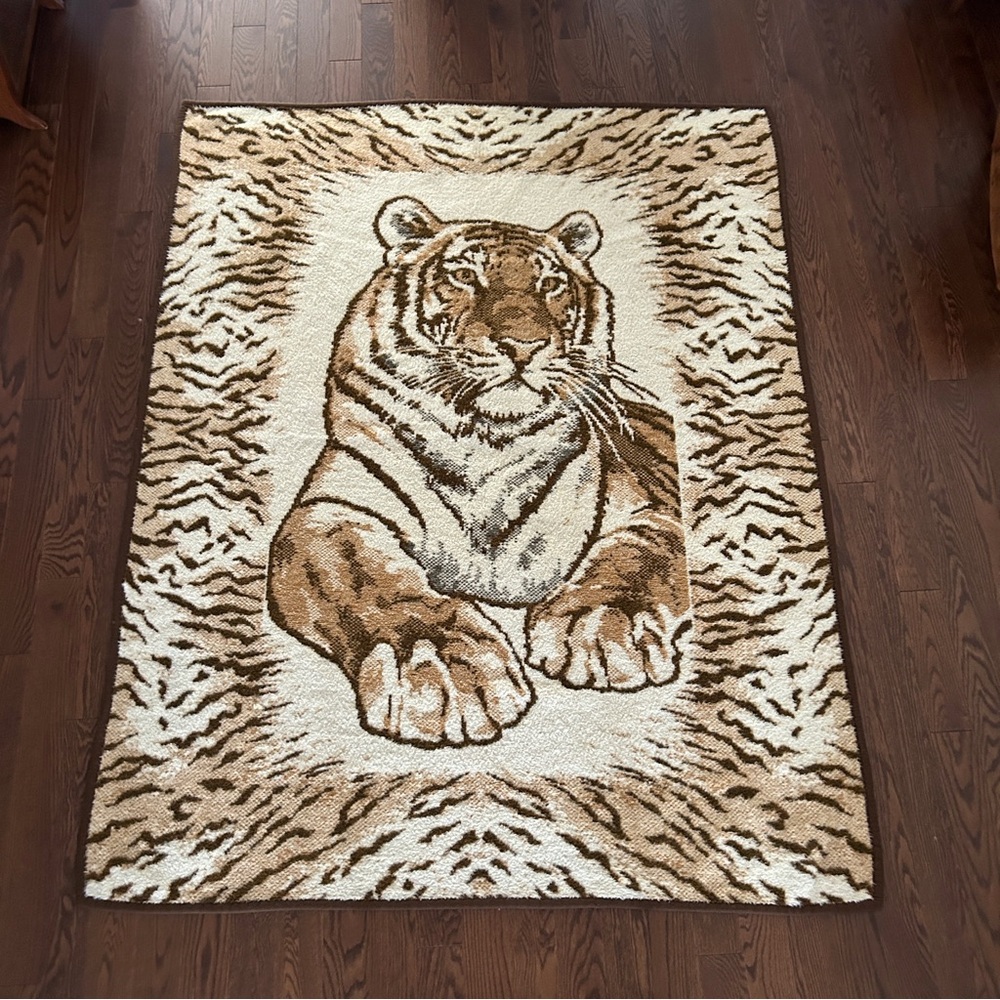 BLANKET IBENA CANNON TIGER REVERSIBLE THROW GREECE  58 x 73
